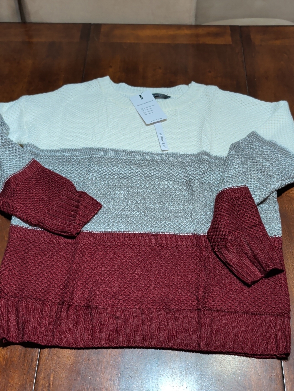 NWT Merokeety Oversized Color Block Knit Sweater Size S